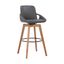 Baylor 30 Inch Gray Faux Leather and Walnut Wood Swivel Bar Stool