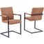 Bazely 2 Piece Industrial Chic Faux Leather Side Chairs In Brown