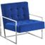 Beethoven 31.5 Inch Velvet Accent Chair In Blue And Silver Plated