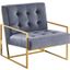 Beethoven 31.5 Inch Velvet Accent Chair In Gray And Gold Plated