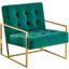 Beethoven 31.5 Inch Velvet Accent Chair In Green And Gold Plated