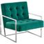 Beethoven 31.5 Inch Velvet Accent Chair In Green And Silver Plated
