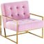 Beethoven 31.5 Inch Velvet Accent Chair In Pink And Gold Plated
