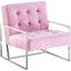 Beethoven 31.5 Inch Velvet Accent Chair In Pink And Silver Plated