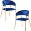 Bellai 18 Inch Velour Fabric Dining Chair Set of 2 In Blue