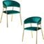 Bellai 18 Inch Velour Fabric Dining Chair Set of 2 In Green