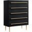 Bellanova Black 5 Drawer Chest With Gold Accents