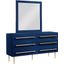Bellanova Navy Dresser With Mirror With Gold Accents