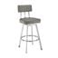 Benjamin 30 Inch Swivel Bar Stool In Brushed Stainless Steel with Gray Faux Leather
