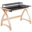 Bentley Mid-Century Modern Office Desk In Natural Wood And Black Glass