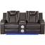 Benz Led and Power Reclining Loveseat Made With Faux Leather In Brown