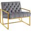 Bequest Gray Gold Stainless Steel Performance Velvet Accent Chair