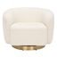 Bernard Swivel Accent Chair In Ivory And Gold