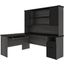 Bestar Norma L-shaped Desk with Hutch - Black and Bark Gray