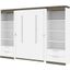 Bestar Orion 118W Full Murphy Bed And 2 Shelving Units With Drawers In White And Walnut Grey