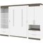 Bestar Orion 118W Full Murphy Bed And Multifunctional Storage With Drawers In White And Walnut Grey