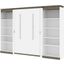 Bestar Orion 118W Full Murphy Bed With 2 Shelving Units In White And Walnut Grey
