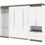 Bestar Orion 118W Full Murphy Bed With Multifunctional Storage In White And Walnut Grey