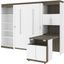 Bestar Orion 118W Full Murphy Bed With Shelving And Fold-Out Desk In White And Walnut Grey