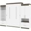 Bestar Orion 124W Queen Murphy Bed And Multifunctional Storage With Drawers In White And Walnut Grey