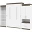 Bestar Orion 124W Queen Murphy Bed With Multifunctional Storage In White And Walnut Grey