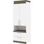 Bestar Orion 30W Storage Cabinet With Pull-Out Shelf In White And Walnut Grey