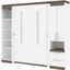 Bestar Orion 98W Full Murphy Bed With Narrow Storage Solutions In White And Walnut Grey