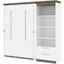 Bestar Orion Full Murphy Bed And Shelving Unit With Drawers In White And Walnut Grey