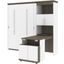Bestar Orion Full Murphy Bed And Shelving Unit With Fold-Out Desk In White And Walnut Grey