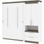 Bestar Orion Full Murphy Bed And Storage Cabinet With Pull-Out Shelf In White And Walnut Grey