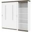 Bestar Orion Full Murphy Bed With Shelving Unit In White And Walnut Grey
