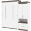 Bestar Orion Queen Murphy Bed And Storage Cabinet With Pull-Out Shelf In White And Walnut Grey