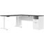 Bestar Upstand 72W L-Shaped Electric Standing Desk In Deep Grey & White