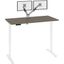 Bestar Viva 60W x 30D Electric Standing Desk With Monitor Arms In Walnut Grey