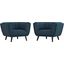 Bestow Blue 2 Piece Upholstered Fabric Arm Chair Set