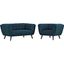 Bestow Blue 2 Piece Upholstered Fabric Loveseat and Arm Chair Set