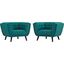 Bestow Teal 2 Piece Upholstered Fabric Arm Chair Set