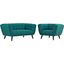 Bestow Teal 2 Piece Upholstered Fabric Loveseat and Arm Chair Set