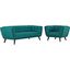 Bestow Teal 2 Piece Upholstered Fabric Sofa and Arm Chair Set