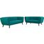 Bestow Teal 2 Piece Upholstered Fabric Sofa and Loveseat Set