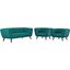 Bestow Teal 3 Piece Upholstered Fabric Sofa and Arm Chair Set