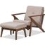 Bianca Mid-Century Modern Walnut Wood Light Grey Fabric Tufted Lounge Chair And Ottoman Set