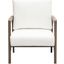 Blair Accent Chair In White Fabric With Curved Wood Leg Detail
