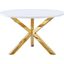 Blanca Round White Dining Table In Gold Stainless Steel