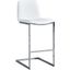 Blanca White Faux Leather Bar Chair Set of 2 In Silver