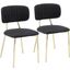 Bouton Contemporary/Glam Chair In Gold Metal And Black Velvet - Set Of 2