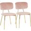 Bouton Contemporary/Glam Chair In Gold Metal And Blush Pink Velvet - Set Of 2