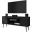 Bradley 62.99 TV Stand Black With 2 Media Shelves And 2 Storage Shelves In Black With Solid Wood Legs