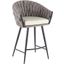 Braided Matisse Contemporary Counter Stool In Black Metal With Cream Faux Leather And Grey Fabric
