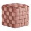 Braided Square 16 Inch Ottoman In Pink Velvet